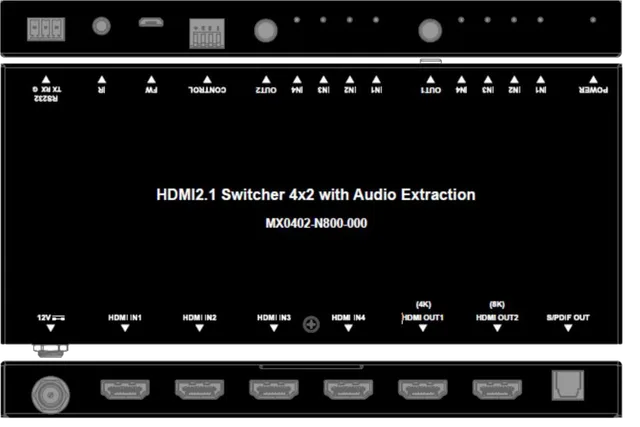 8K HDMI 2.1 4x2 Switcher with ARC/Audio-De-embedding